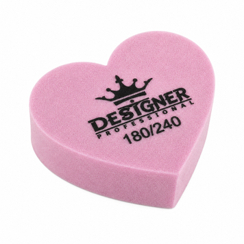 Рожевий двосторонній міні баф Nail Buff Heart Mini Дизайнер "серце" 180/240 грит для шліфування нігтьової пластини 007369 фото