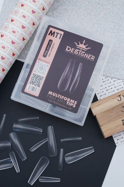Гелевые типсы 120 шт/уп. Дизайнер Multiforms Fast Gel Tips MT1 для наращивания ногтей 008608 фото