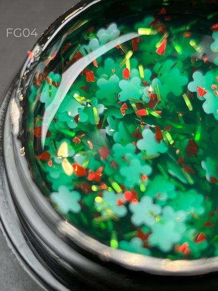 Гель с цветочками из фольги Foil flower gel (Зеленый FG04) Дизайнер 5 мл для декора ногтей 005834 фото