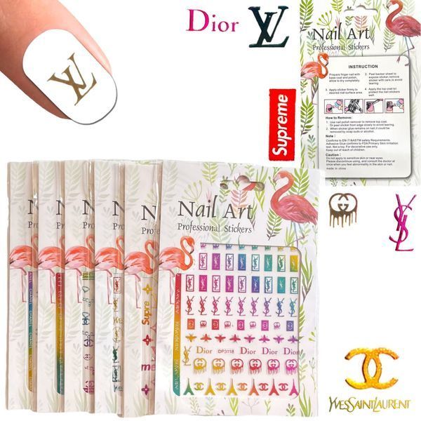 Наліпки-стікери Nail Art ЗD, D3114 для дизайну нігтів на липкій основі кольорові ( бренди ) 003975 фото