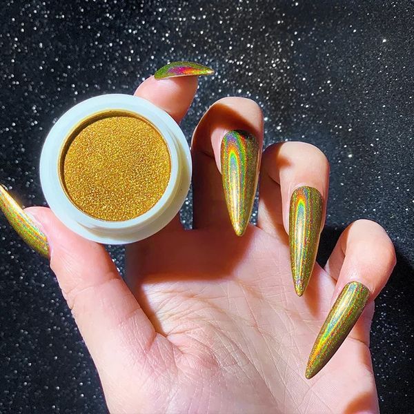 Лазерна втирка золото Solid magic mirror powder для дизайну нігтів 004114 фото