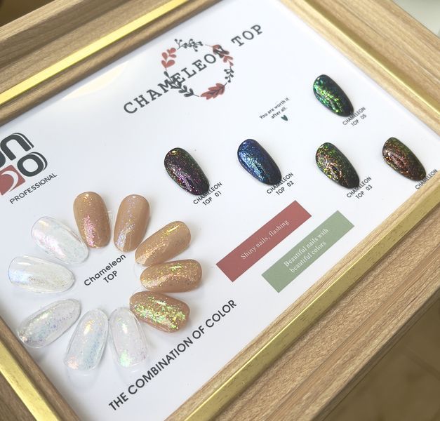 Топовое покрытие для гель лака UNO Chameleon Top №4 с цветными хлопьями Единорог без липкого слоя 12 мл 005064 фото