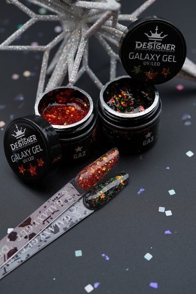 Глітерний гель Galaxy Gel (GA-03) Дизайнер 10 мл з блискітками для декору нігтів 005602 фото