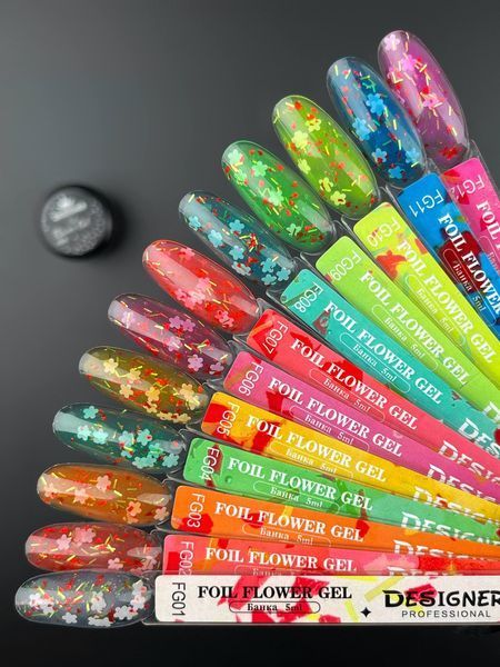 Гель з квіточками з фольги Foil flower gel (Жовтий FG05) Дизайнер 5 мл для декору нігтів 005835 фото