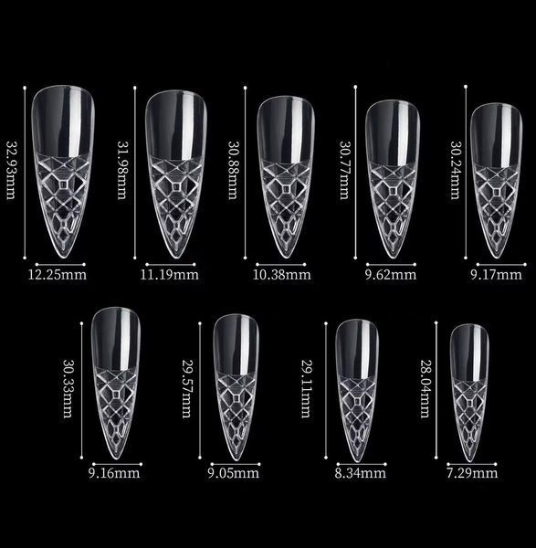 Гелеві типси 120 шт/уп Дизайнер 4D Crystal Fast Gel Tips Stiletto Medium TS1 з шипами для нарощування нігтів 008609 фото