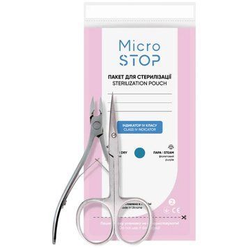 Крафт-пакети Microstop (100х200 мм), 100 шт/уп білі для стерилізації манікюрних і косметологічних інструментів 006809 фото