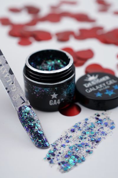 Глітерний гель Galaxy Gel (GA-04) Дизайнер 10 мл з блискітками для декору нігтів 005603 фото