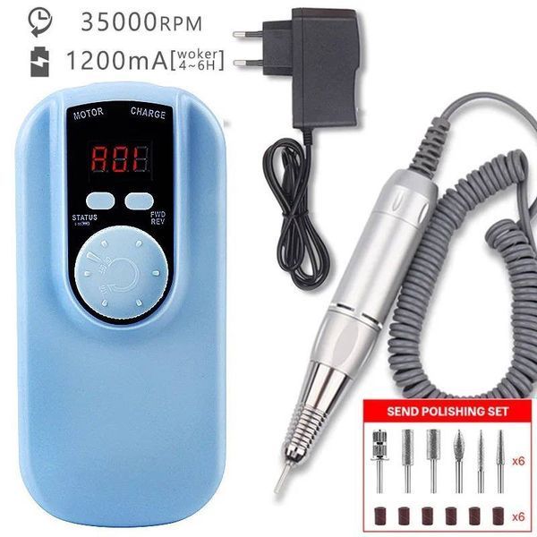 Фрезер SG701 на 36W - 35000 об/хв (фіолетовий) на акумуляторі 1200 mAh для манікюру та педикюру 006709 фото