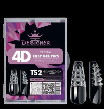 Гелеві типси 120 шт/уп Дизайнер 4D Crystal Fast Gel Tips Trapezoid Medium TS2 із шипами для нарощування нігтів 008610 фото