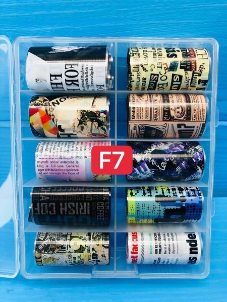 Набор фольги "Газеты, журналы" №F7 в рулоне (10 шт в боксе) для дизайна ногтей 003882 фото