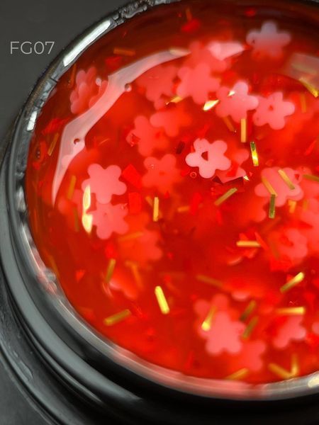 Гель с цветочками из фольги Foil flower gel (Коралловый FG07) Дизайнер 5 мл для декора ногтей 005837 фото