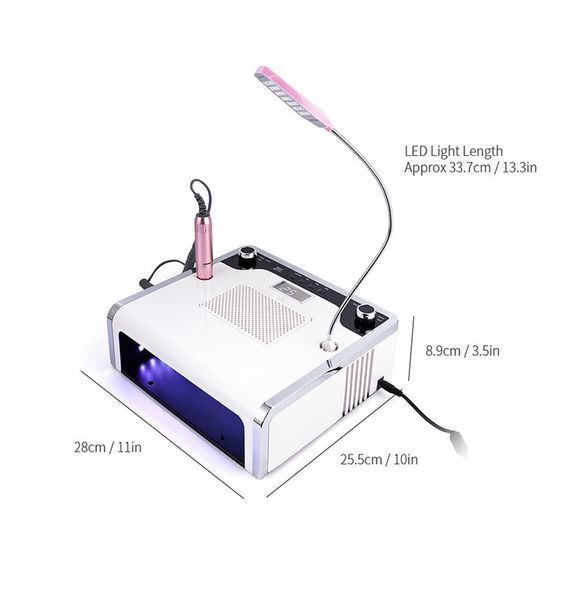 Фрезер-витяжка TGR-859 4в1 на 100W &ndash; 45000 об/хв + LED лампа + лампа освещения (5 W) для маникюра и педикюра 000205 фото