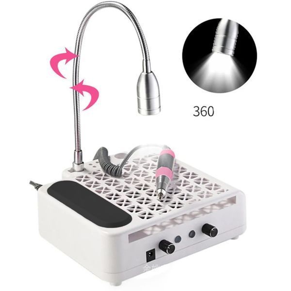 Фрезер-вытяжка YDJ-802 3в1 на 140W - 45000 об/мин (белая) + лампа-подсветка для маникюра и педикюра 000746 фото