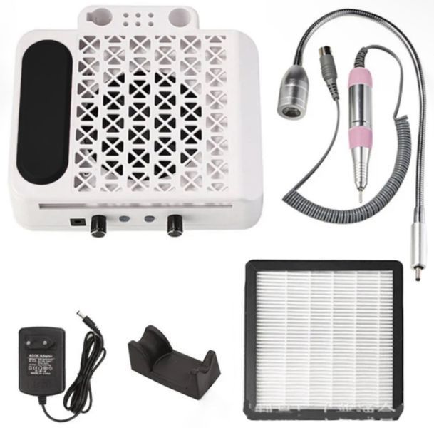 Фрезер-вытяжка YDJ-802 3в1 на 140W - 45000 об/мин (белая) + лампа-подсветка для маникюра и педикюра 000746 фото