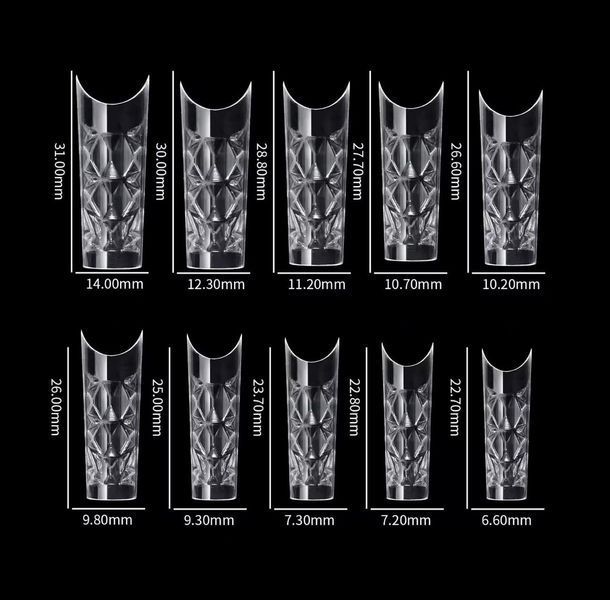 Гелеві типси 120 шт/уп Дизайнер 4D Crystal Fast Gel Tips Trapezoid Medium TS2 із шипами для нарощування нігтів 008610 фото