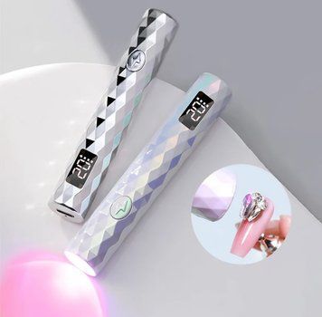 Лампа-ліхтарик LED 13 3W (срібляста) для нігтів для фіксації верхніх форм з USB 006728 фото