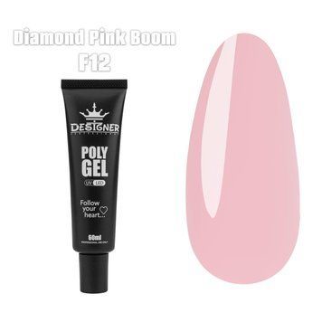 Полігель Дизайнер 60 мл Diamond Pink Boom для нарощування та зміцнення нігтів F12 008479 фото