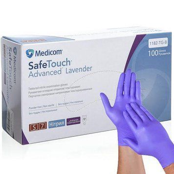Рукавички нітрилові текстуровані фіолетові S-size Medicom SafeTouch Advanced Lavender, 100шт/уп, 1182TG-В 007233 фото