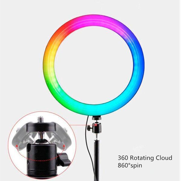 Кільцева лампа RGB MJ-26 на 15W, 26 см, USB, зі штативом для фото, відео та б&rsquo;юті-зйомки 001138 фото