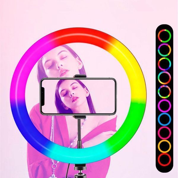 Кільцева лампа RGB MJ-26 на 15W, 26 см, USB, зі штативом для фото, відео та б&rsquo;юті-зйомки 001138 фото