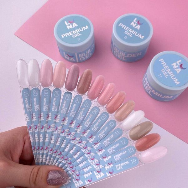 Набор 3в1: гель LunaMoon Premium gel (15 мл, 3шт цвет на выбор) для укрепления и моделирования ногтей 007249 фото