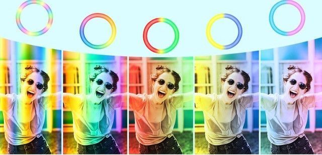 Кільцева лампа RGB MJ-26 на 15W, 26 см, USB, зі штативом для фото, відео та б&rsquo;юті-зйомки 001138 фото