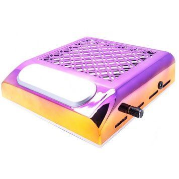 Вытяжка DJ-760 Chrom (120W) фиолетовая с золотом с НЕРА фильтром и регулятором мощности для маникюра 000744 фото