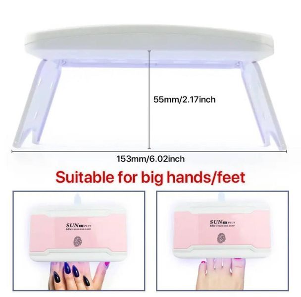 Лампа мини UV/LED Sun 11 plus UV/LED 60W (розовая) для гель-лака и маникюра на USB 000259 фото