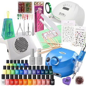 Набор для маникюра с лампой SUN X, 54W + фрезер Мокс X500, 65W + вытяжка DJ-828, 80W с гель-лаками 30 шт и инстурментами Staleks 006766 фото