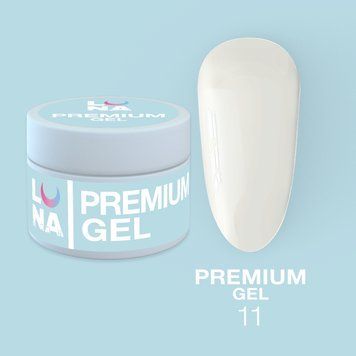 Гель LUNAMoon Premium Gel №11 - белый на 30 мл для укрепления, выравнивания и наращивания ногтей 008570 фото