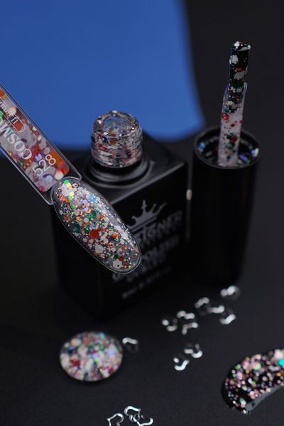 Гель-лак для нігтів Дизайнер Cosmo Glitter №528 білий 9 мл 002416 фото