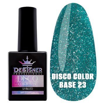 База для гель-лаку Disco color base Дизайнер світловідбивна №23 смарагдова 9 мл 004761 фото