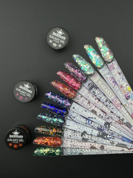 Глітерний гель Galaxy Gel (GA-08) Дизайнер 10 мл з блискітками для декору нігтів 005607 фото