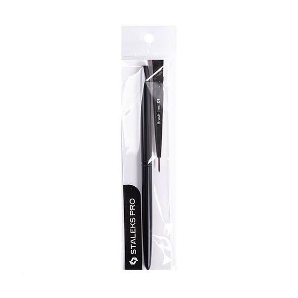 Тонкий пензлик Staleks Pliner Brush 01 (7мм х 1 мм) для малювання та френчу з ковпачком NBE-01 005563 фото