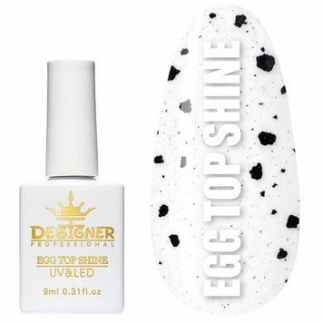 Топовое покрытие Egg Top Shine Дизайнер с черными крошками, без липкого слоя 9 мл 005049 фото