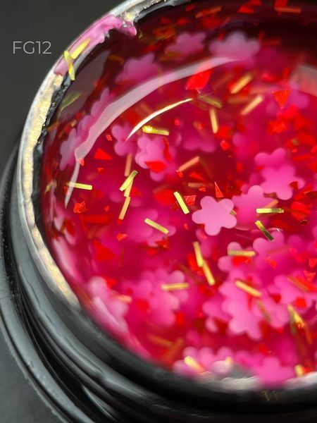 Гель с цветочками из фольги Foil flower gel (Розовый FG12) Дизайнер 5 мл для декора ногтей 005842 фото