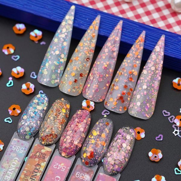 Гель-лак для ногтей Дизайнер Confetti Gel №537 оранжевый с желтым конфетти 9 мл 002393 фото