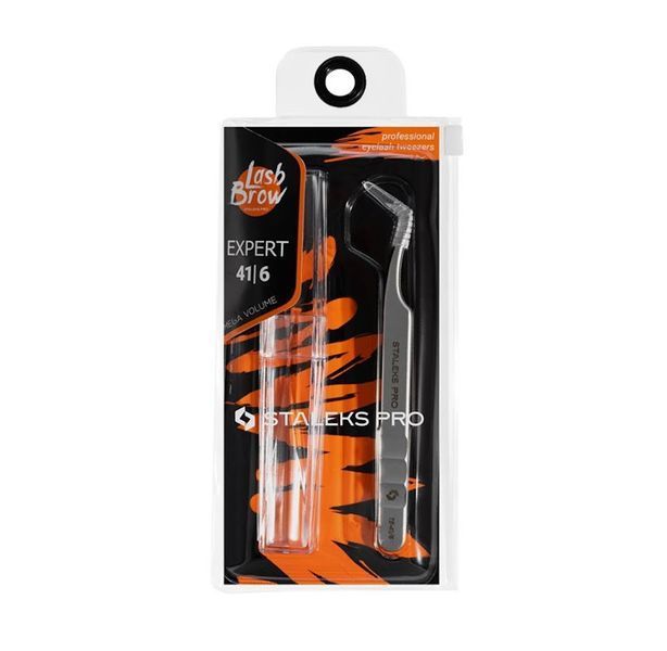 Staleks Pro Expert 41/6 - пинцет (L-образный, 75&deg;) для ресниц из нержавеющей стали 002864 фото