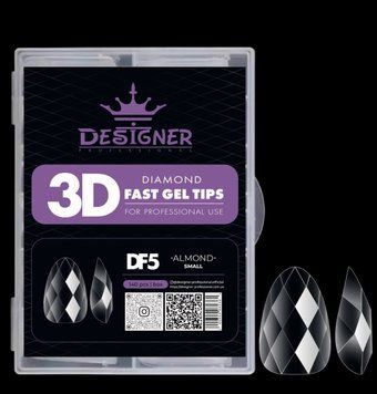Гелеві типси (120шт), Дизайнер 3D Diamond Fast Gel Tips DF5 Almond small для нарощування нігтів 008618 фото