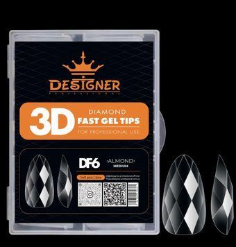 Гелеві типси (120шт), Дизайнер 3D Diamond Fast Gel Tips DF6 Almond medium для нарощування нігтів 008619 фото