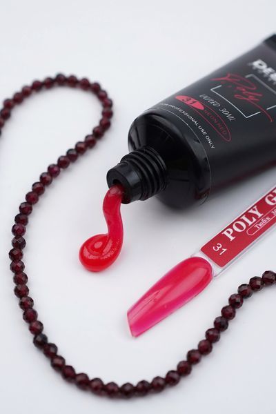 Полігель Дизайнер 30 мл Neon red для нарощування та зміцнення нігтів №31 008126 фото