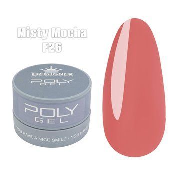 Полигель Дизайнер 30 мл Misty mocha в банке для наращивания и укрепления ногтей F26 008378 фото