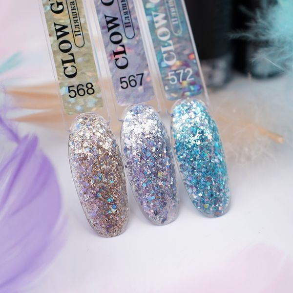 Гель-лак для нігтів Дизайнер Glow Glitter №572 бірюзовий глітер 9 мл 002424 фото