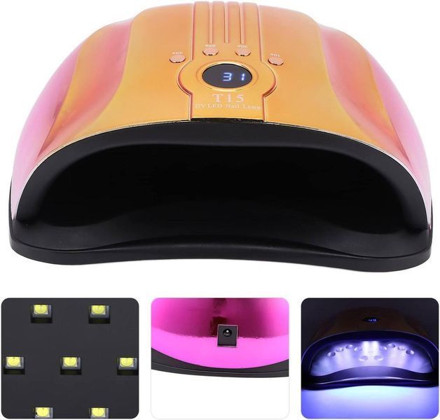 Лампа на две руки T15 Chrom UV/LED 160W (синяя с розовым) с датчиком движения для гель-лака и маникюра 000292 фото