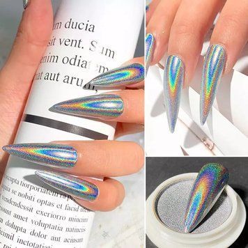 Лазерна втирка "Призма" Laser Powder для дизайну нігтів, срібло (2 г) 003734 фото