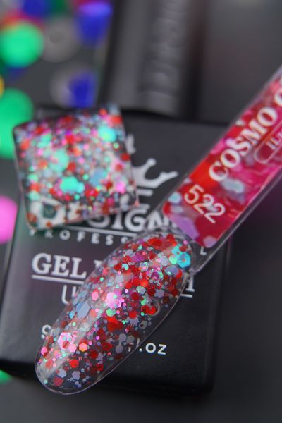 Гель-лак для ногтей Дизайнер Cosmo Glitter №522 красный глиттер 9 мл 002410 фото