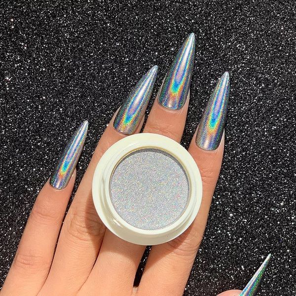 Лазерна втирка "Призма" Laser Powder для дизайну нігтів, срібло (2 г) 003734 фото