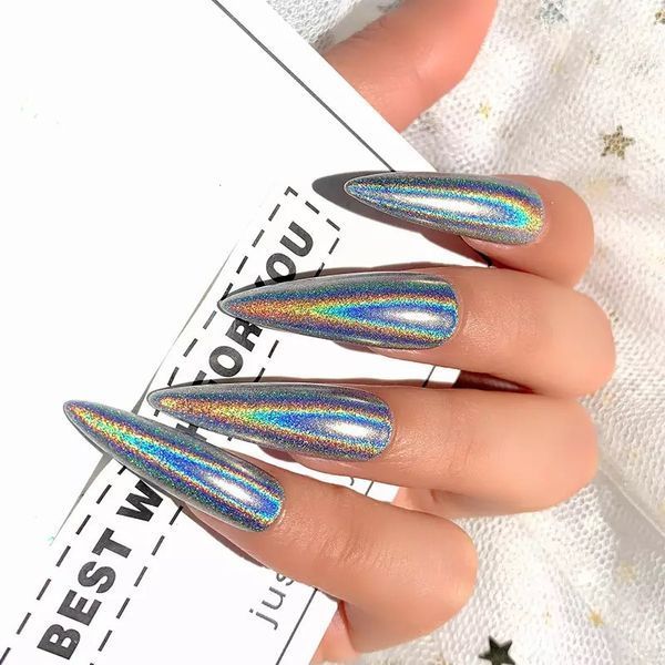 Лазерна втирка "Призма" Laser Powder для дизайну нігтів, срібло (2 г) 003734 фото
