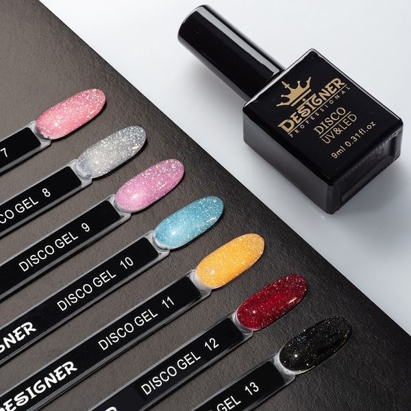 Гель-лак для нігтів Дизайнер Disco Gel Polish світловідбивний №10 9 мл (блакитний) 002354 фото