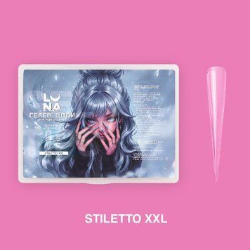 Гелеві типси LunaMoon Stiletto XXL (120 шт/уп) прозорі, для нарощування нігтів 000084 фото